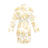 hand drawn onion pattern Women's Long Sleeve Belted Night Robe