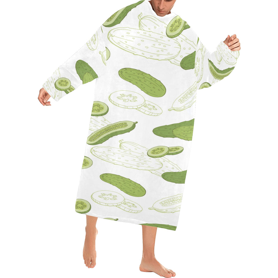 Cucumber sketch pattern Blanket Robe with Sleeves