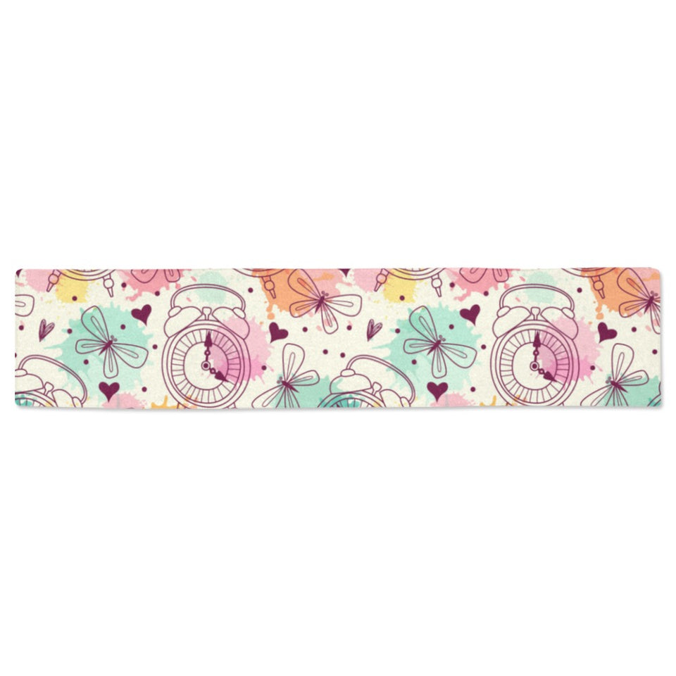 Clock butterfly pattern Table Runner