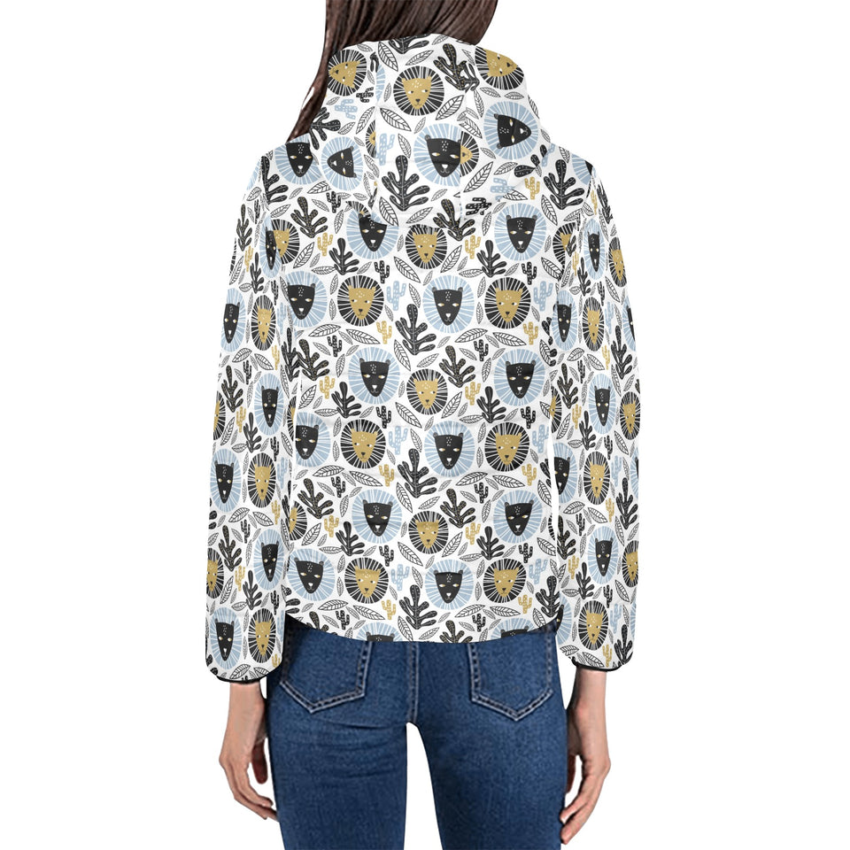 Lion Pattern Print Design 05 Women's Padded Hooded Jacket