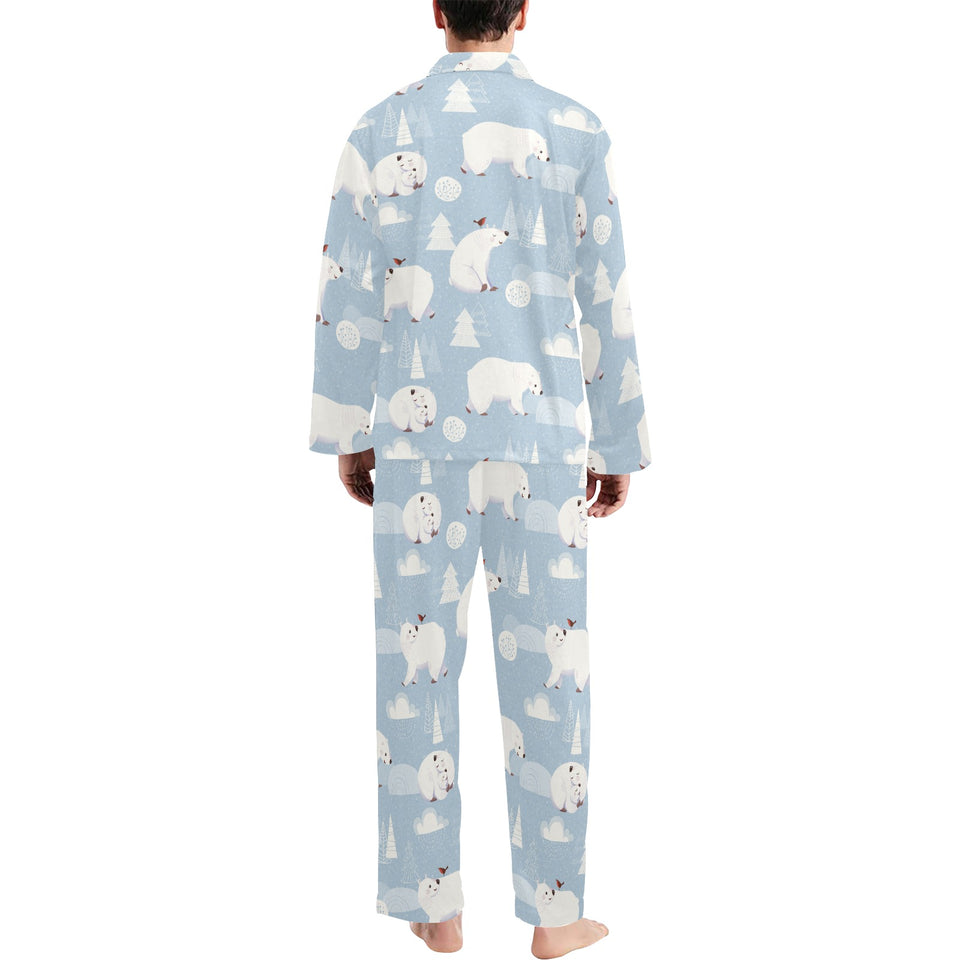 Cute polar bears Christmas decoration pattern Men's Long Pajama Set