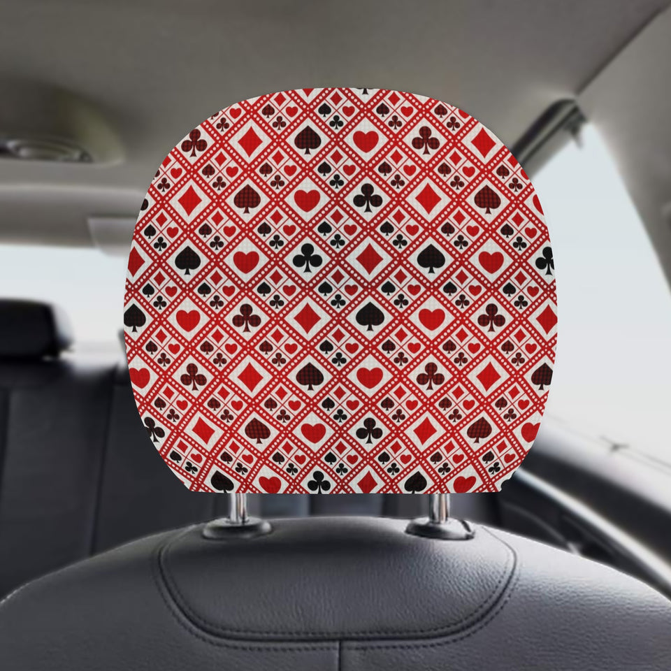 Casino Cards Suits Pattern Print Design 03 Car Headrest Cover