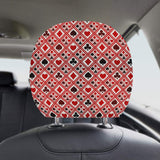 Casino Cards Suits Pattern Print Design 03 Car Headrest Cover