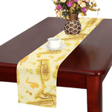Saxophone cornet pattern yellow background Table Runner