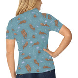 Sea otters pattern Women's All Over Print Polo Shirt