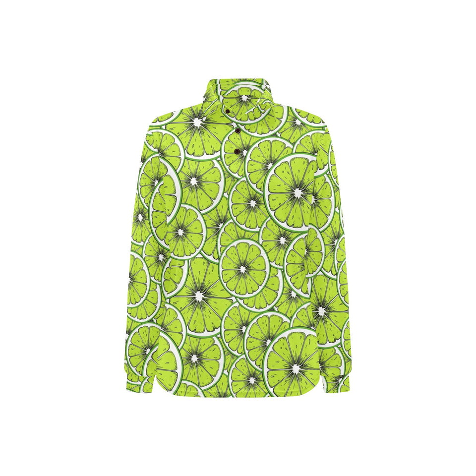 Slices of Lime design pattern Women's Long Sleeve Polo Shirt