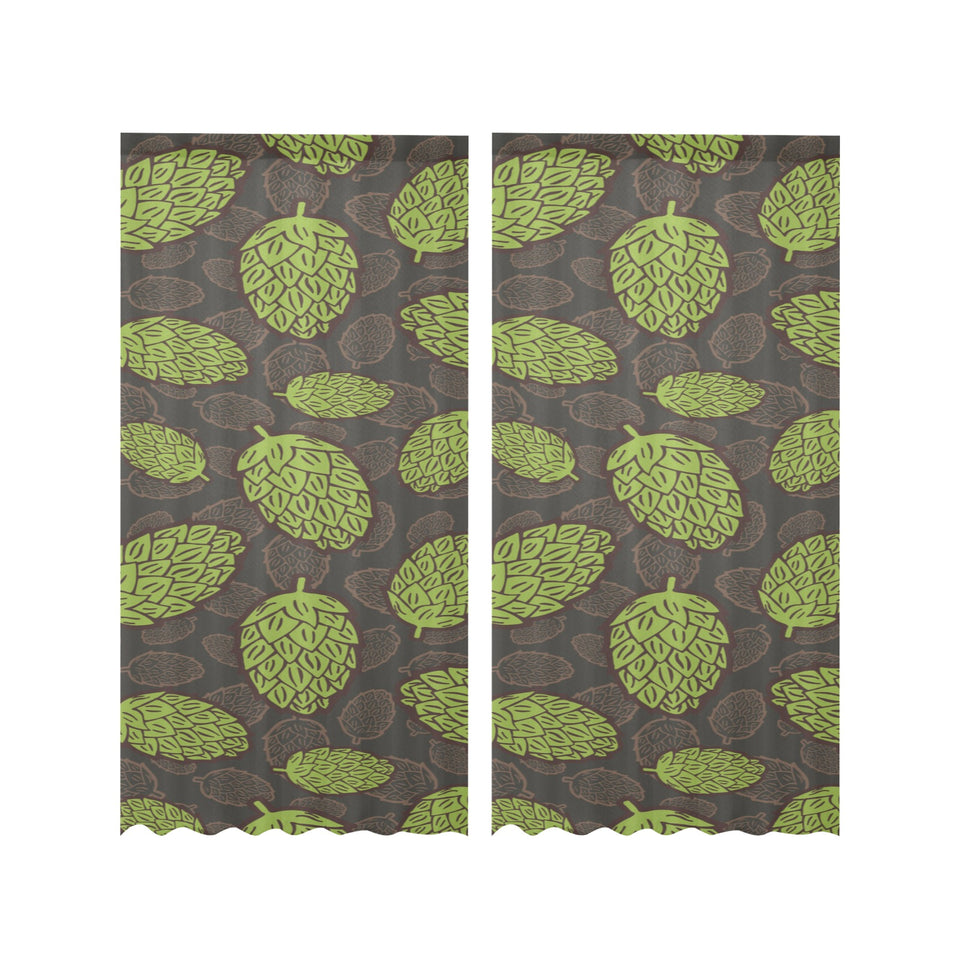 Hop pattern black background Gauze Curtain