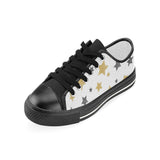 hand drawn gold black star pattern Kids' Boys' Girls' Low Top Canvas Shoes Black