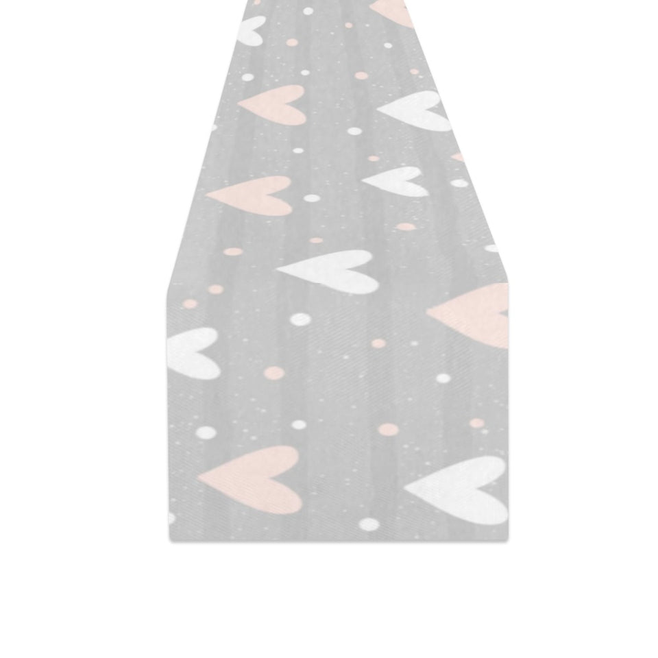 Heart pattern gray background Table Runner