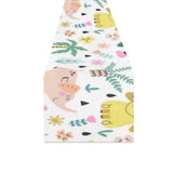 Cute elephants palm tree flower butterfly pattern Table Runner