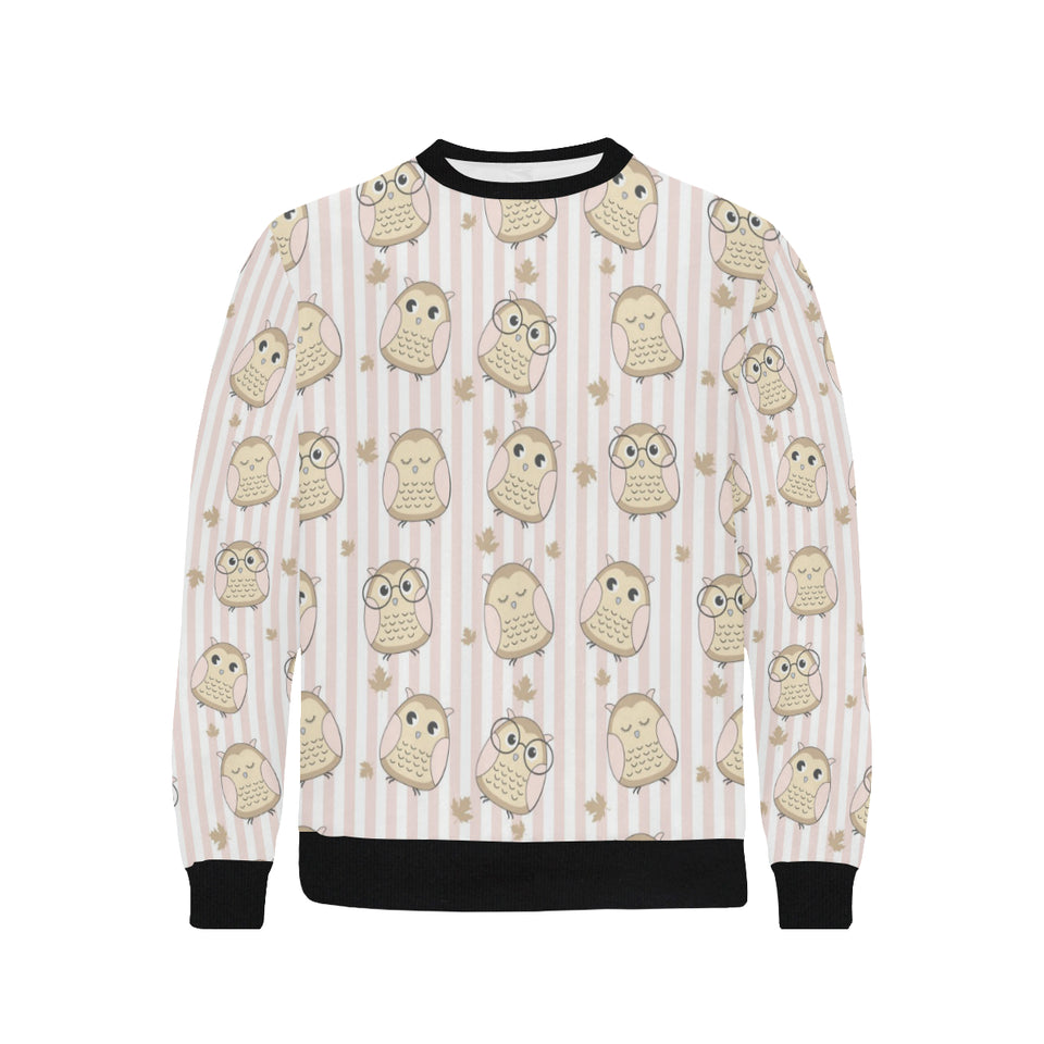 cute owl leaf Men's Crew Neck Sweatshirt