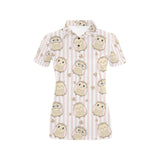 cute owl leaf Women's All Over Print Polo Shirt