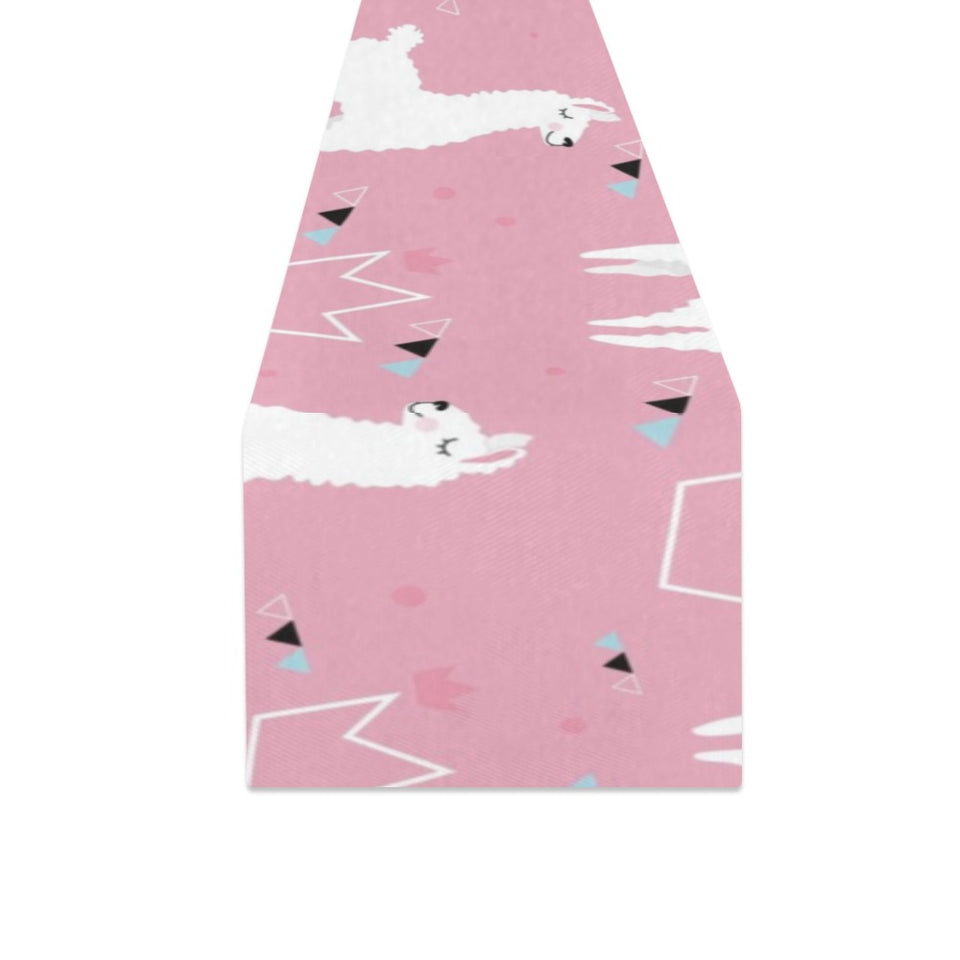 Llama Alpaca pink background Table Runner