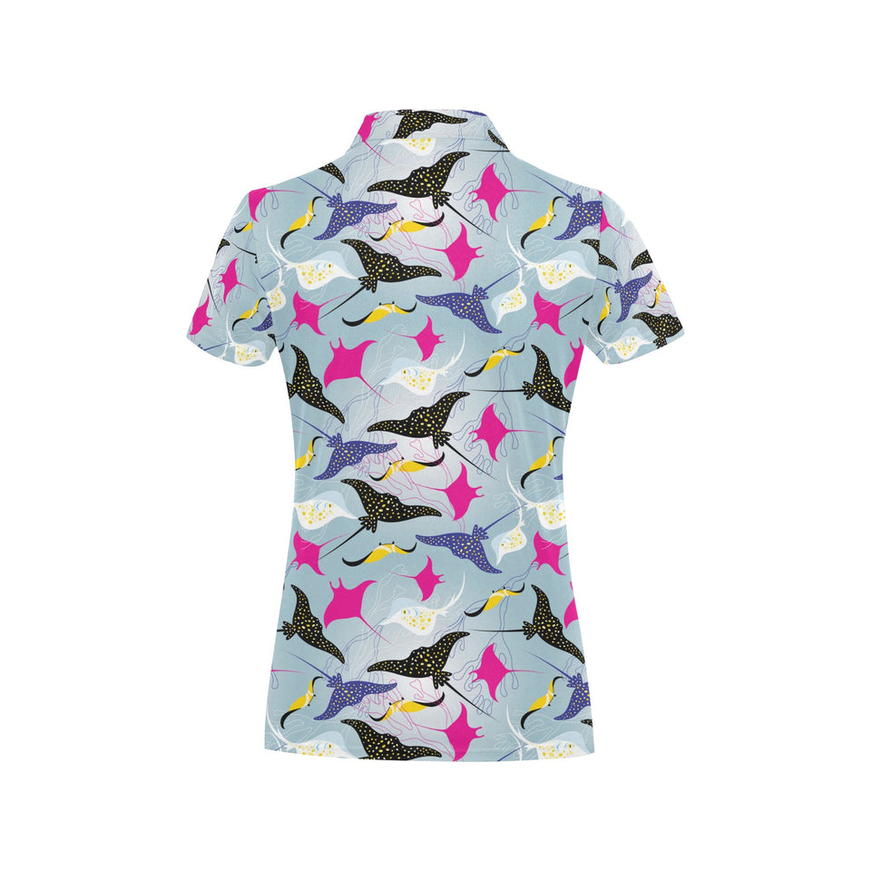 Stingray Pattern Print Design 01 Women's All Over Print Polo Shirt