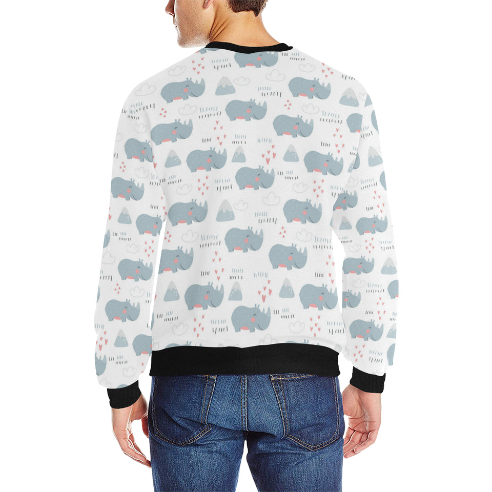 cute rhino heart pattern Men's Crew Neck Sweatshirt