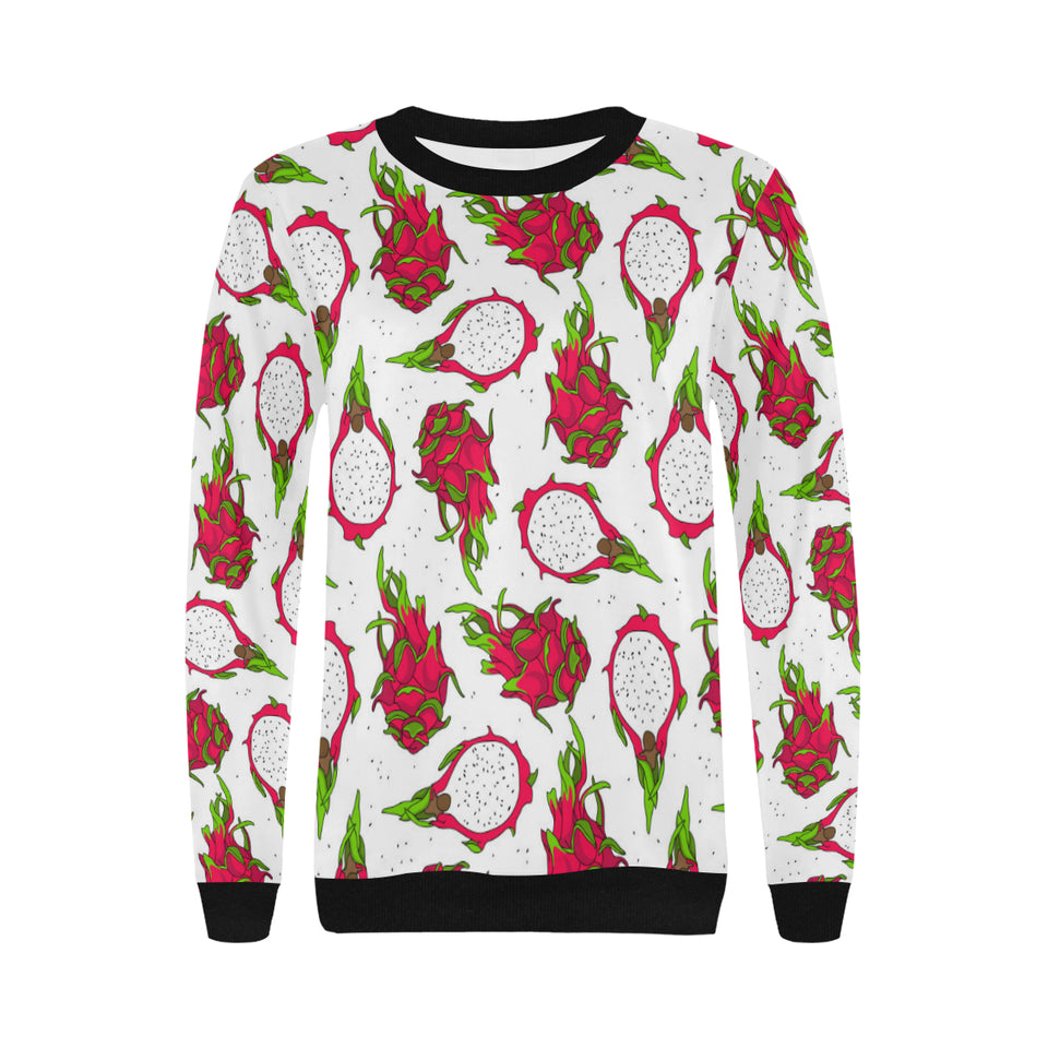 dragon fruits white background Women's Crew Neck Sweatshirt