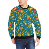 French fries red paper box pattern Men's Crew Neck Sweatshirt
