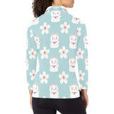 Maneki neko cat sakura Women's Long Sleeve Polo Shirt
