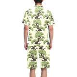 Bonsai pattern Men's V-Neck Short Pajama Set