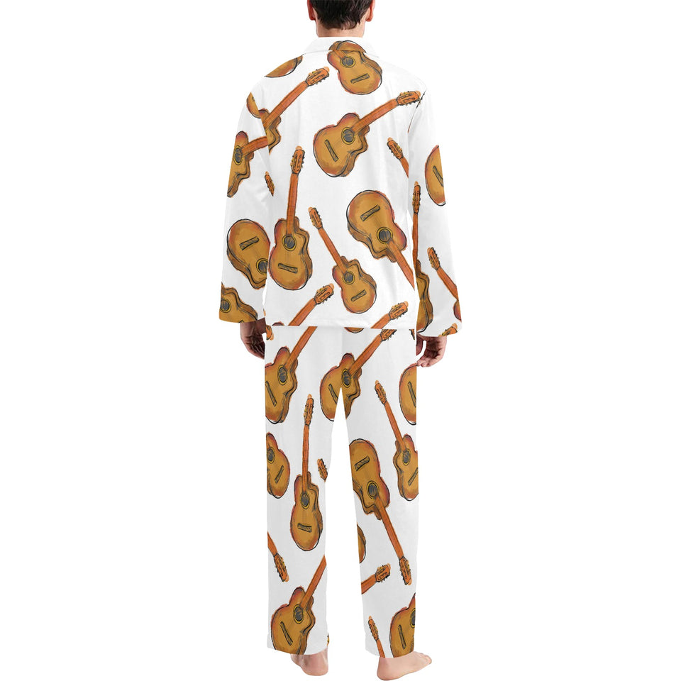 Paint Guitar Pattern Men's Long Pajama Set