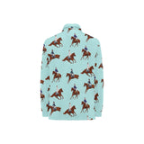 Horses running horses rider pattern Women's Long Sleeve Polo Shirt
