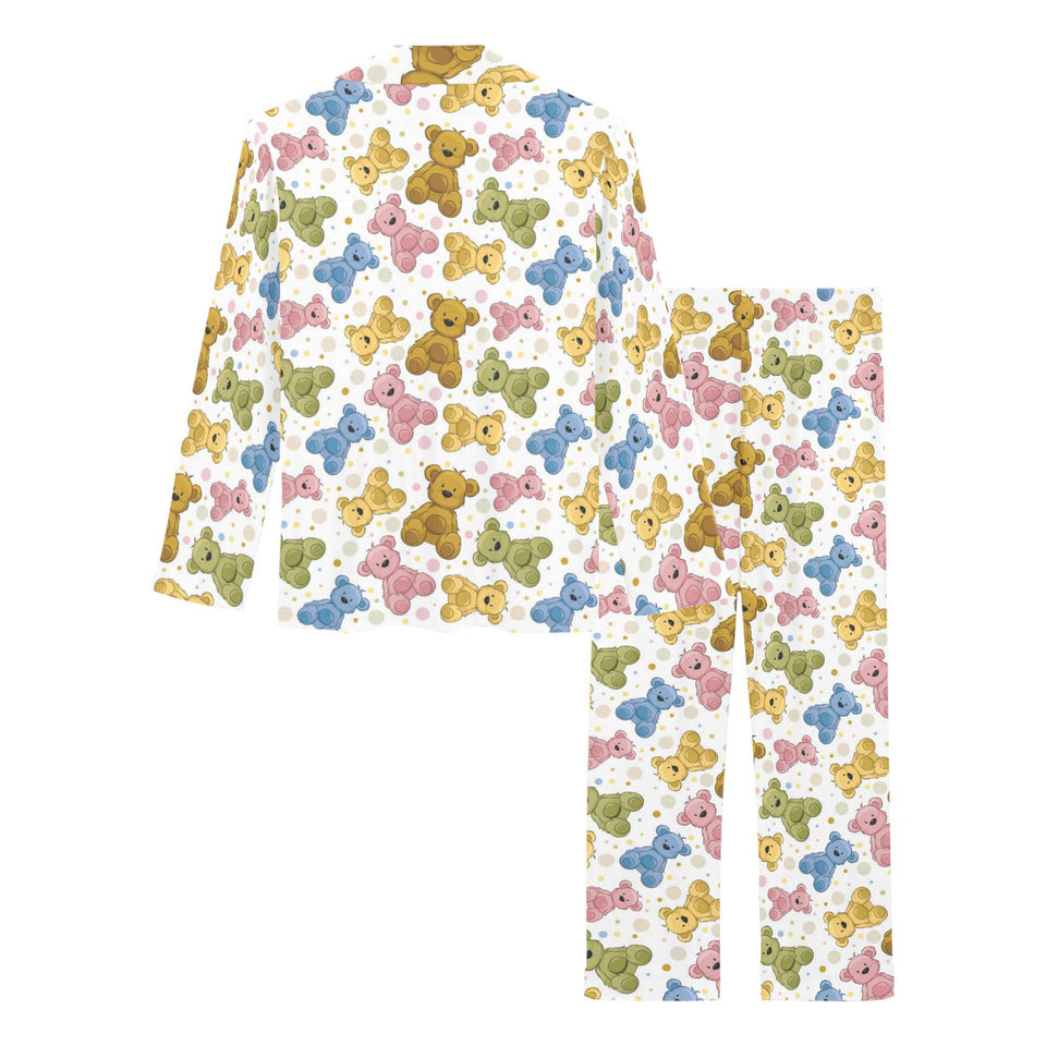 Teddy Bear Pattern Print Design 01 Women's Long Pajama Set