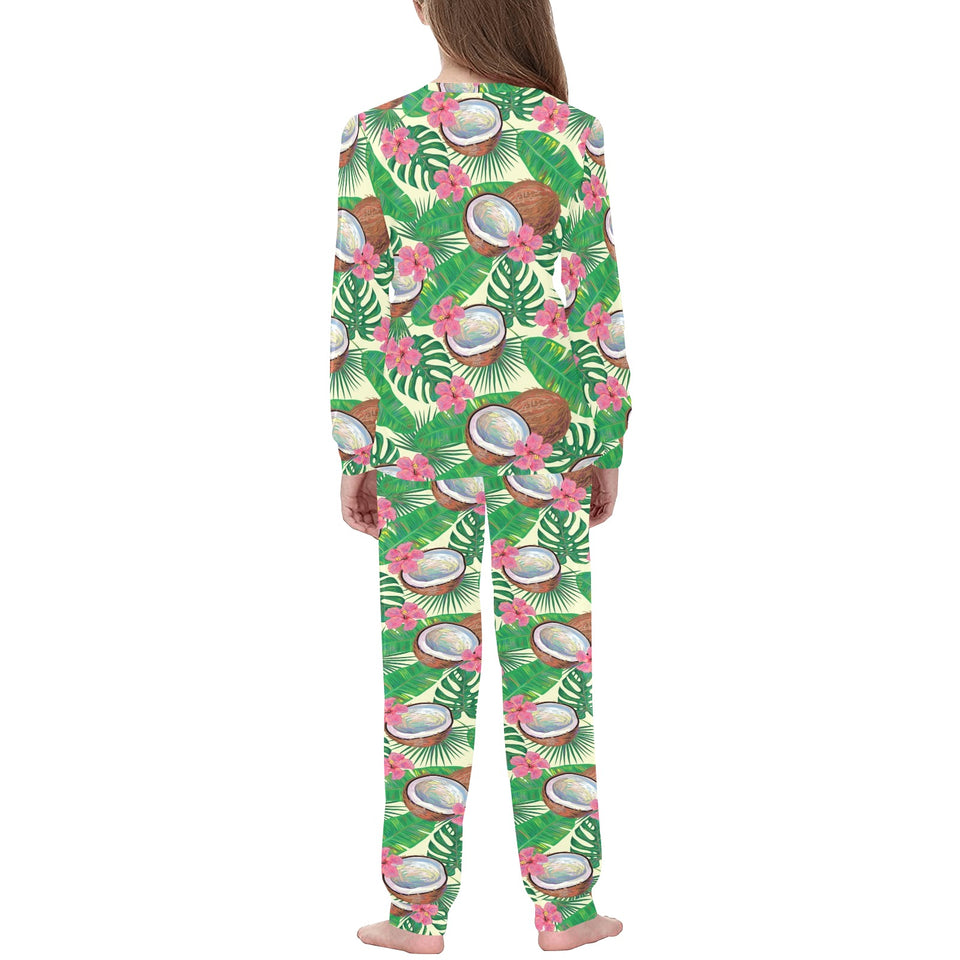 Coconut Pattern Print Design 01 Kids' Boys' Girls' All Over Print Pajama Set