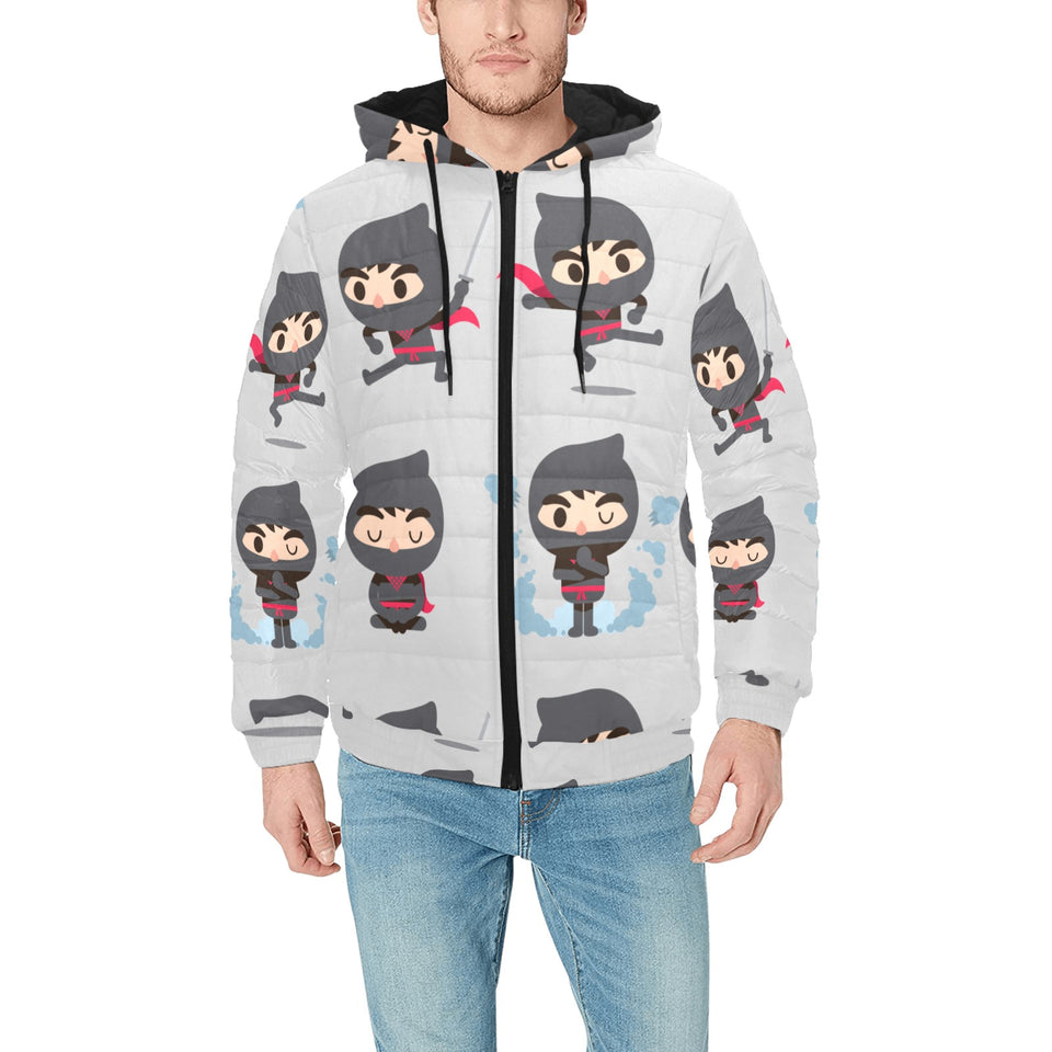 Cute ninja pattern Men's Padded Hooded Jacket