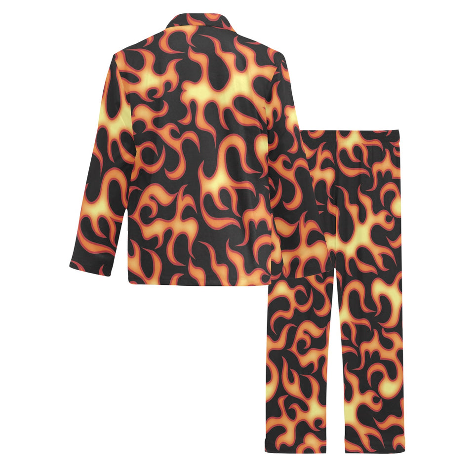 Fire flame dark pattern Men's Long Pajama Set