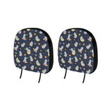 Cute sloth astronaut star planet rocket pattern Car Headrest Cover