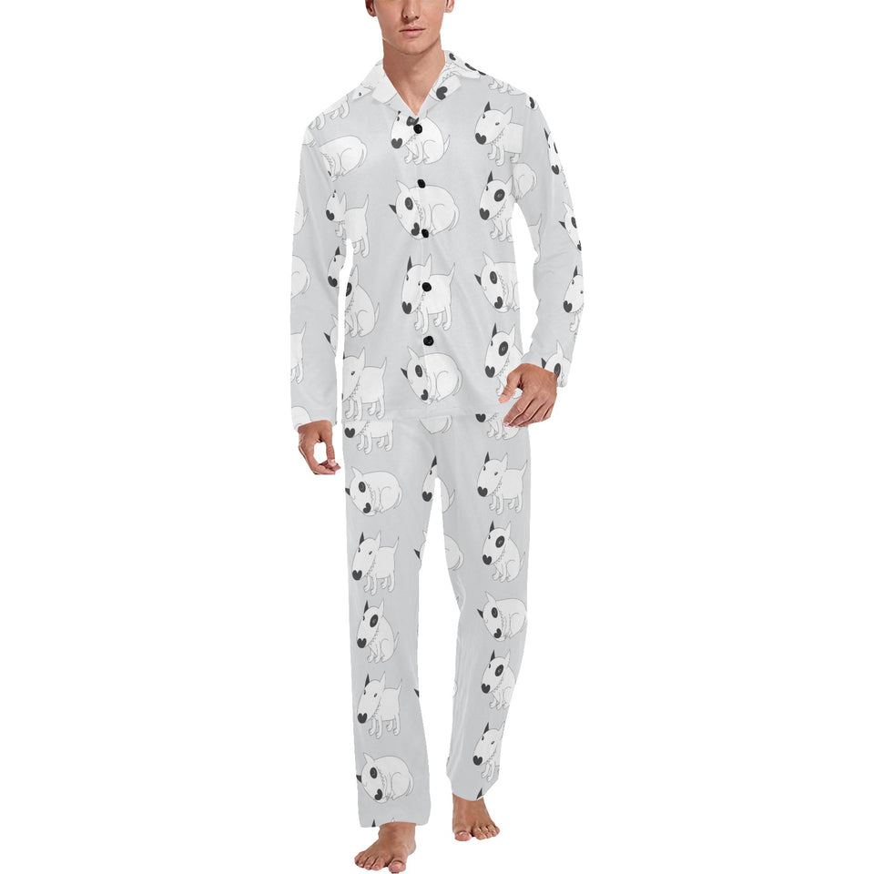 Bull Terrier Pattern Print Design 01 Men's Long Pajama Set
