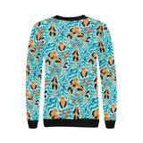 Cute sea otters fishe sea urchin pattern Women's Crew Neck Sweatshirt