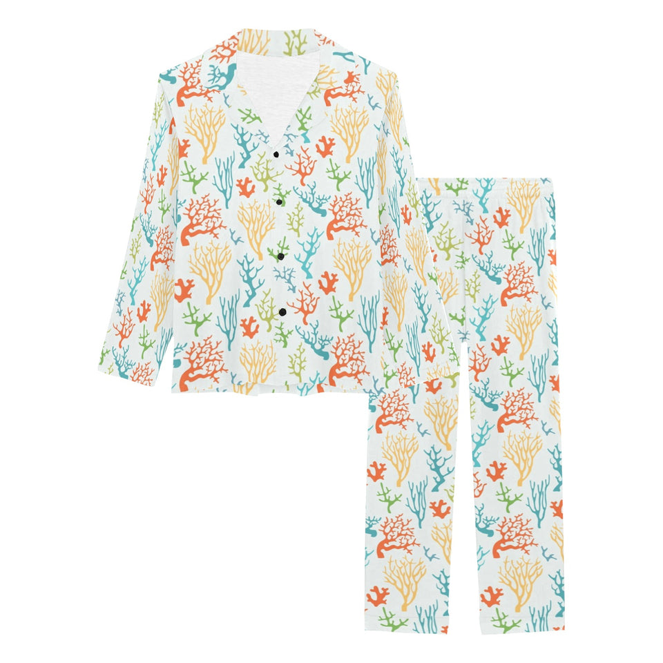 Coral Reef Pattern Print Design 02 Women's Long Pajama Set