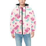 Cute little mermaid pattern Men's Padded Hooded Jacket