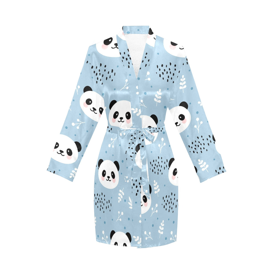 Cute panda pattern Women's Long Sleeve Belted Night Robe