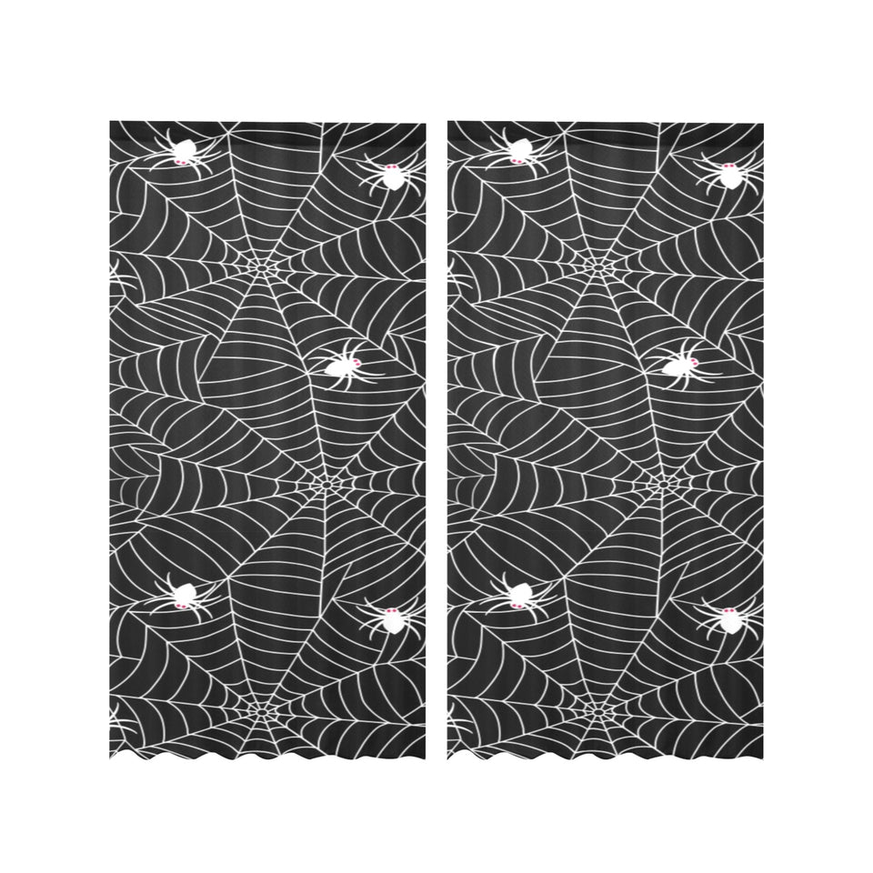 Spider web design pattern Black background white c Gauze Curtain