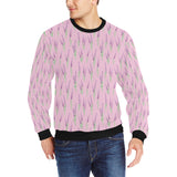 Lavender pattern pink background Men's Crew Neck Sweatshirt