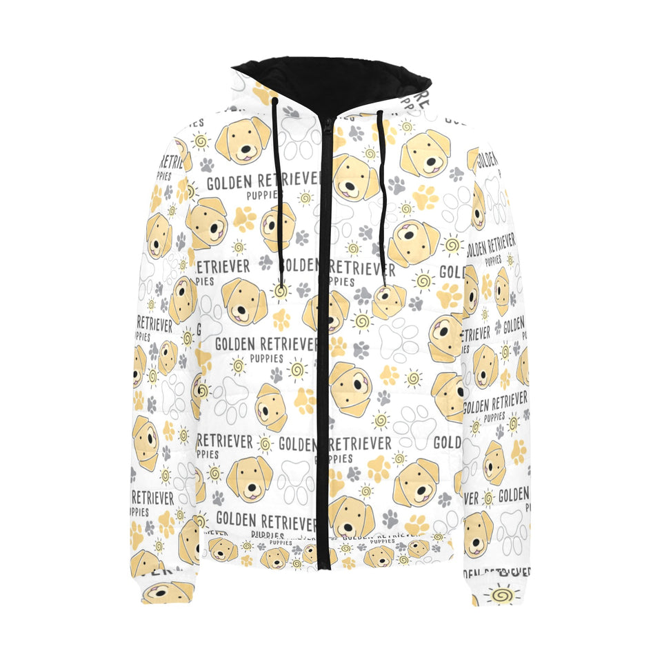 Golden Retriever Pattern Print Design 04 Men's Padded Hooded Jacket