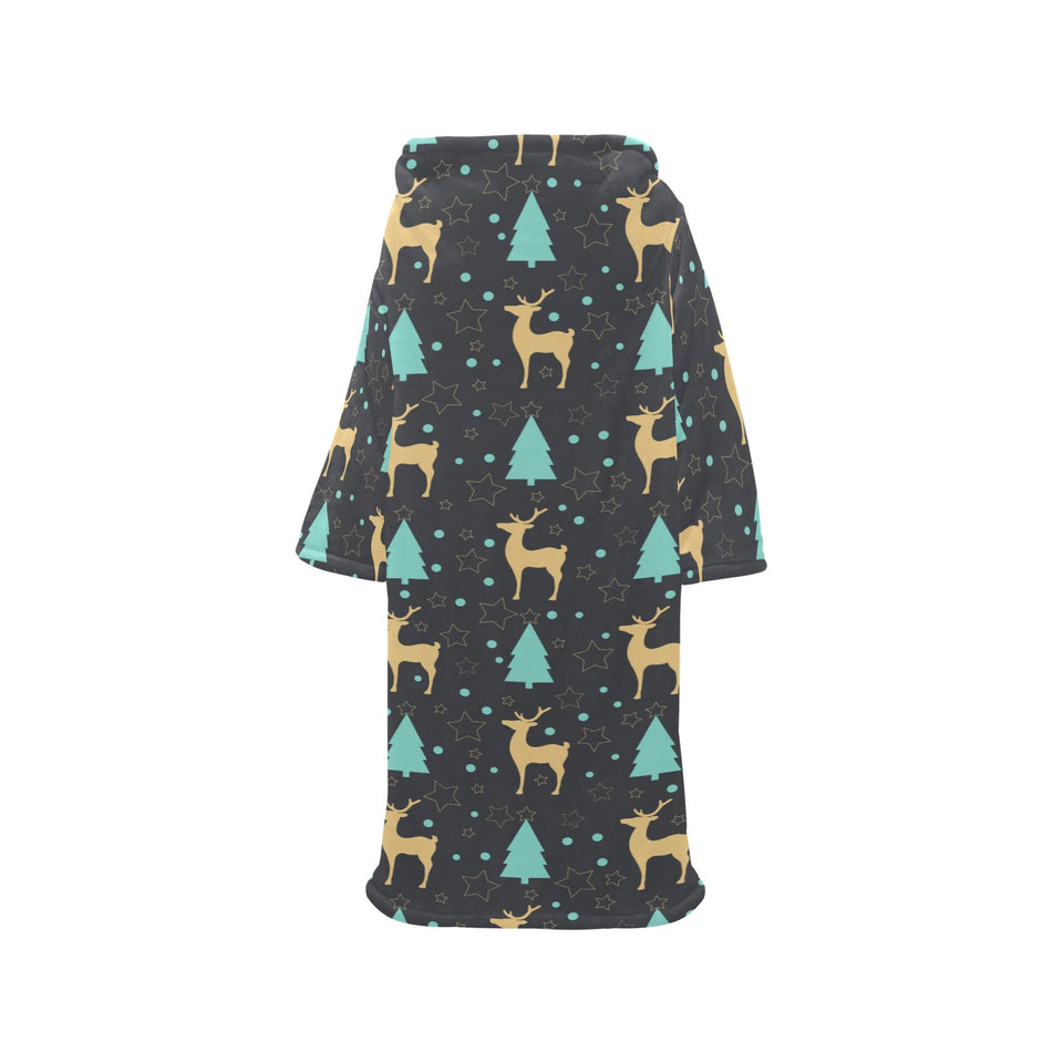 Deers star tree pattern Blanket Robe with Sleeves