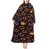 Halloween pattern Pumpkin background Blanket Robe with Sleeves