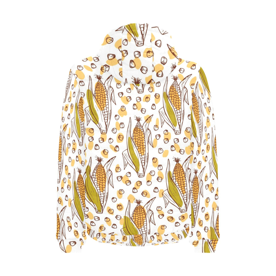 Corn Pattern Print Design 02 Men's Padded Hooded Jacket