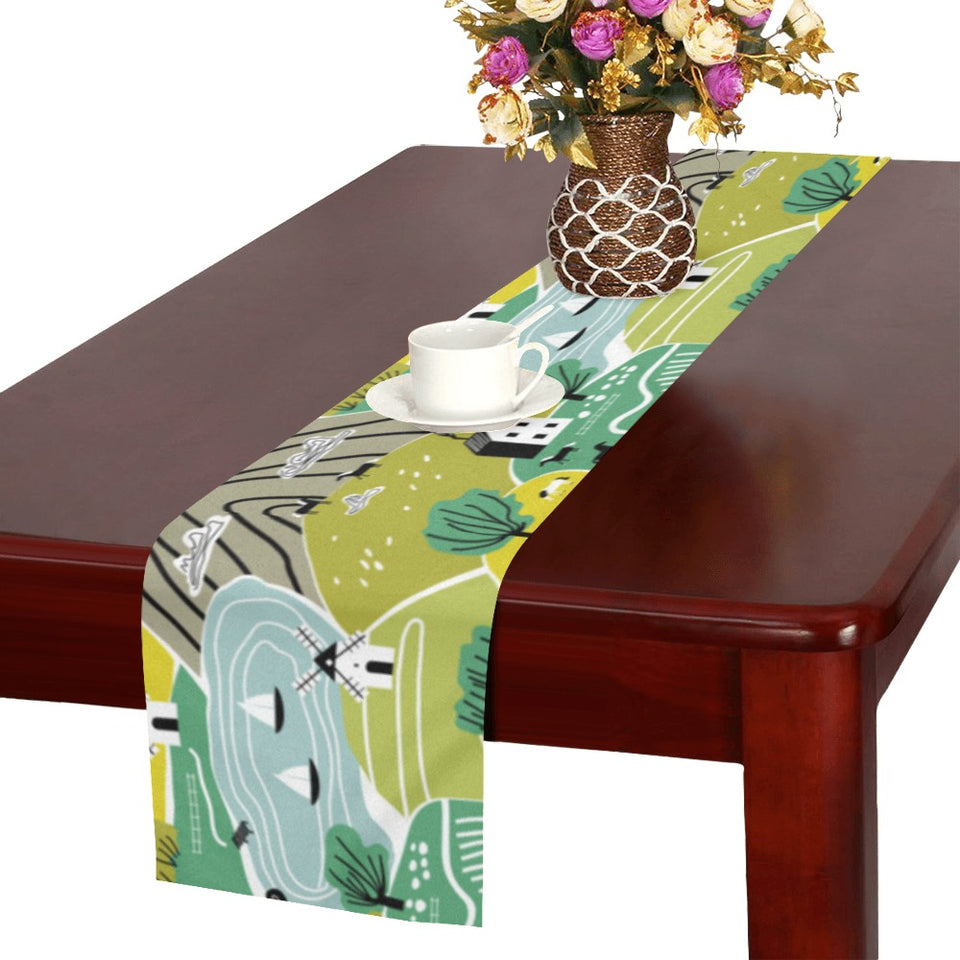 Hand drawn windmill pattern Table Runner