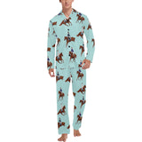 Horses running horses rider pattern Men's Long Pajama Set