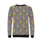 Cute yellow monkey leaves pattern Women's Crew Neck Sweatshirt