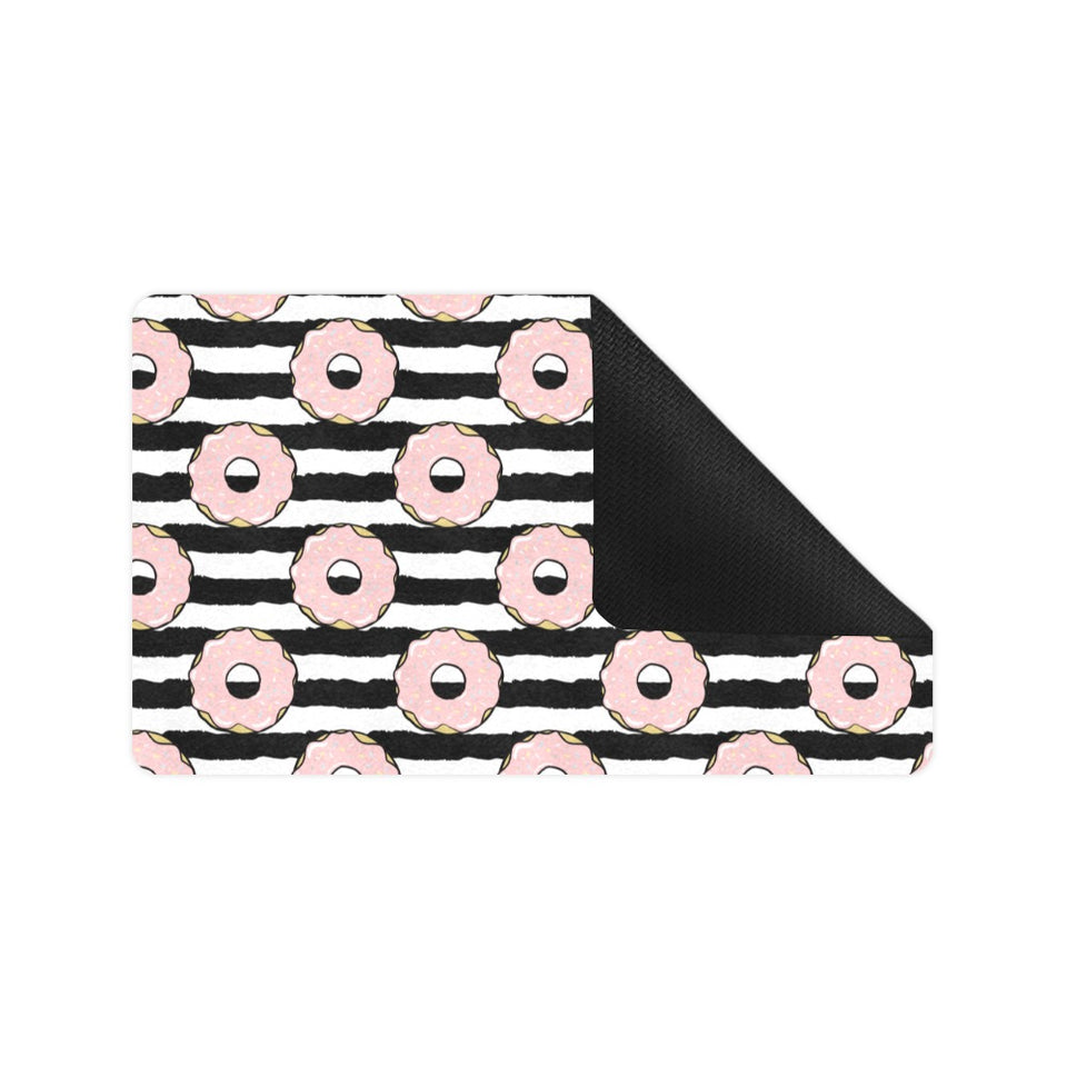 Donuts pink icing striped pattern Doormat