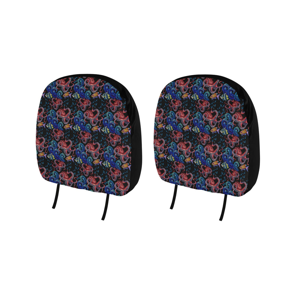 Octopus sea wave tropical fishe pattern Car Headrest Cover