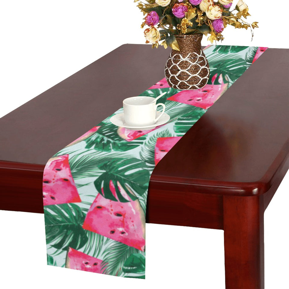 Watermelons tropical palm leaves pattern Table Runner