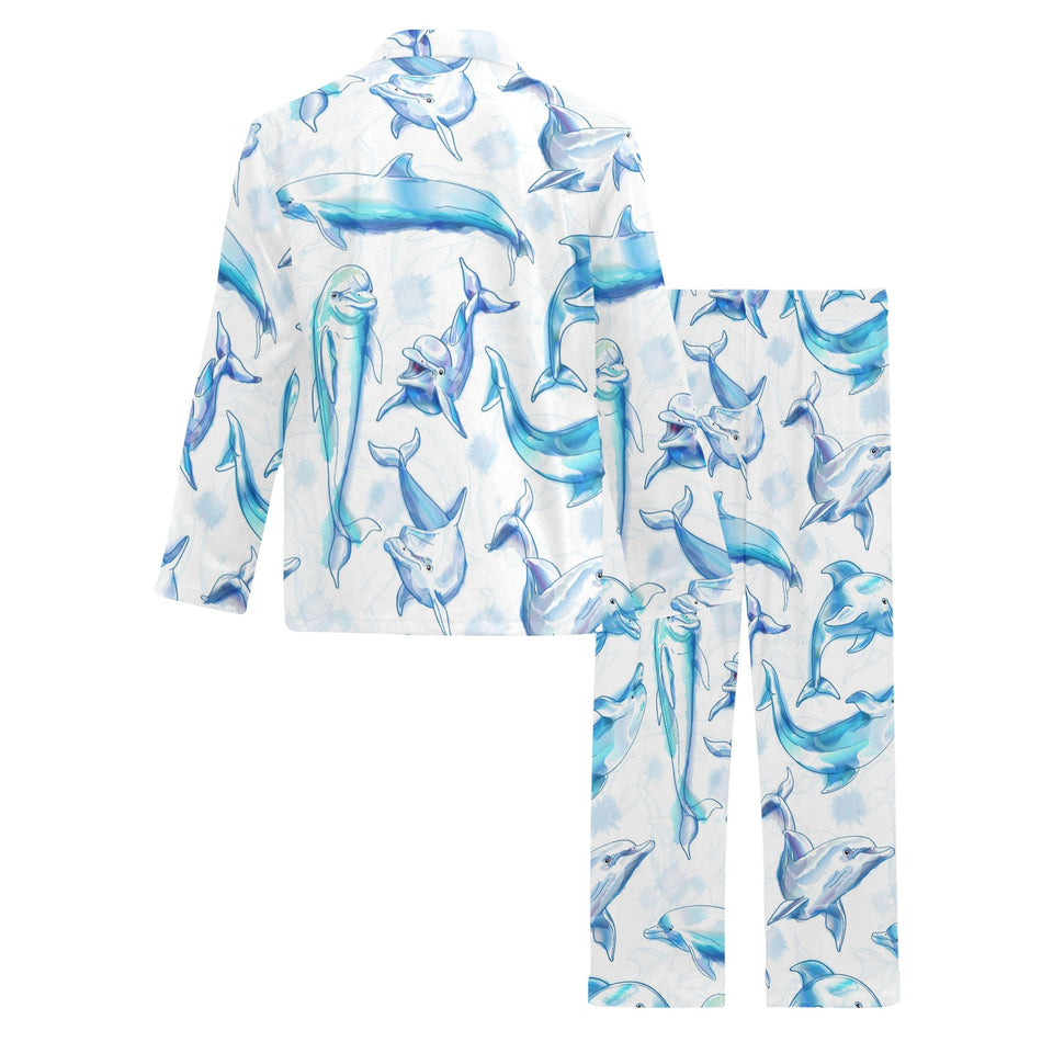 Watercolor dolphin pattern Men's Long Pajama Set
