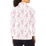 Hand drawn ice cream pattern Women's Long Sleeve Polo Shirt