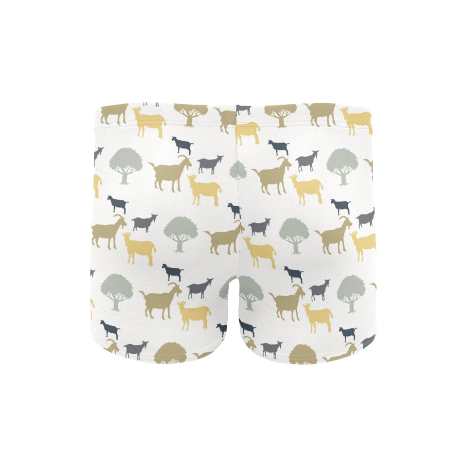 Silhouettes of goat and tree pattern Men's Swimming Trunks